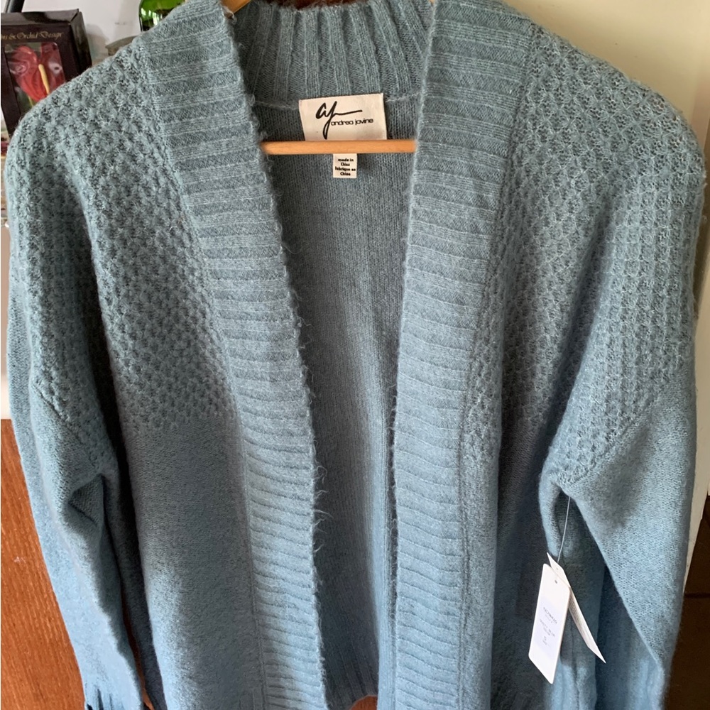 Andrea Jovine Dusty Blue Open Cardigan